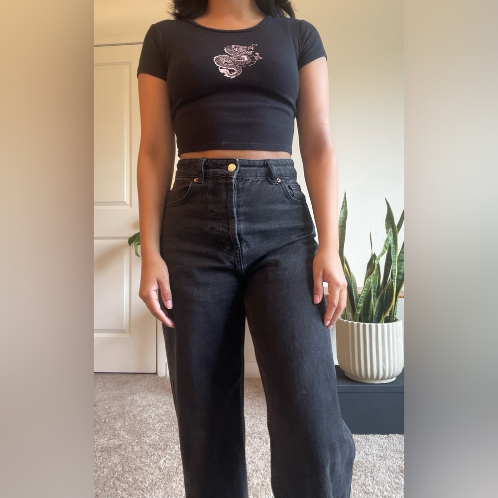 Dragon icon baby tee. Model 5’0”- 110lbs for reference